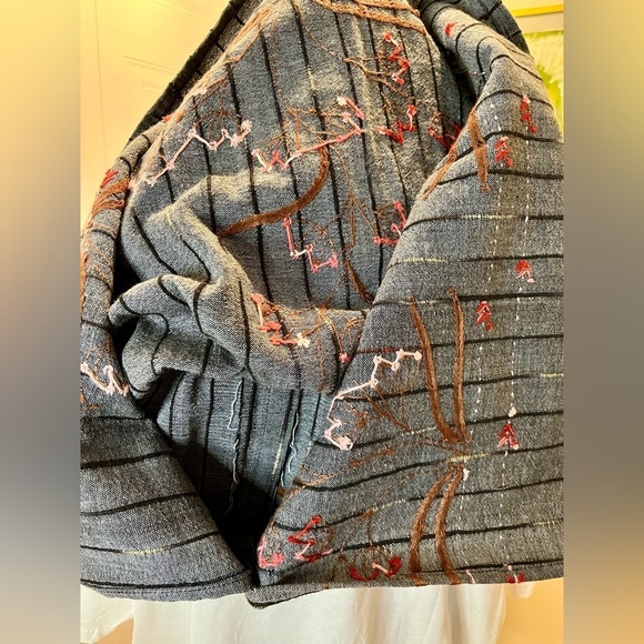 Unique Handmade Japanese theme embroidered maxi skirt,hook&bar, hidden zip back. - Picture 14 of 15